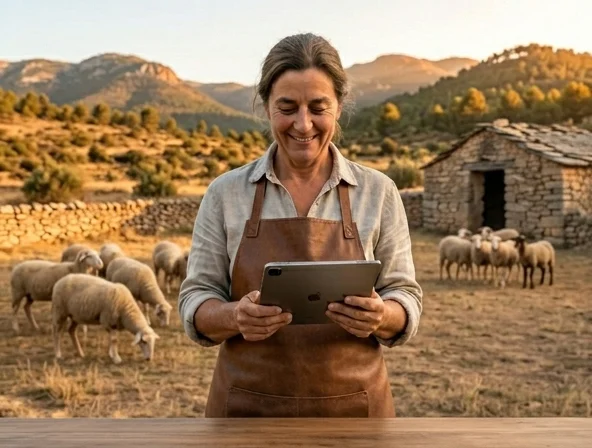 Ilustración de anfitrión compartiendo una experiencia rural